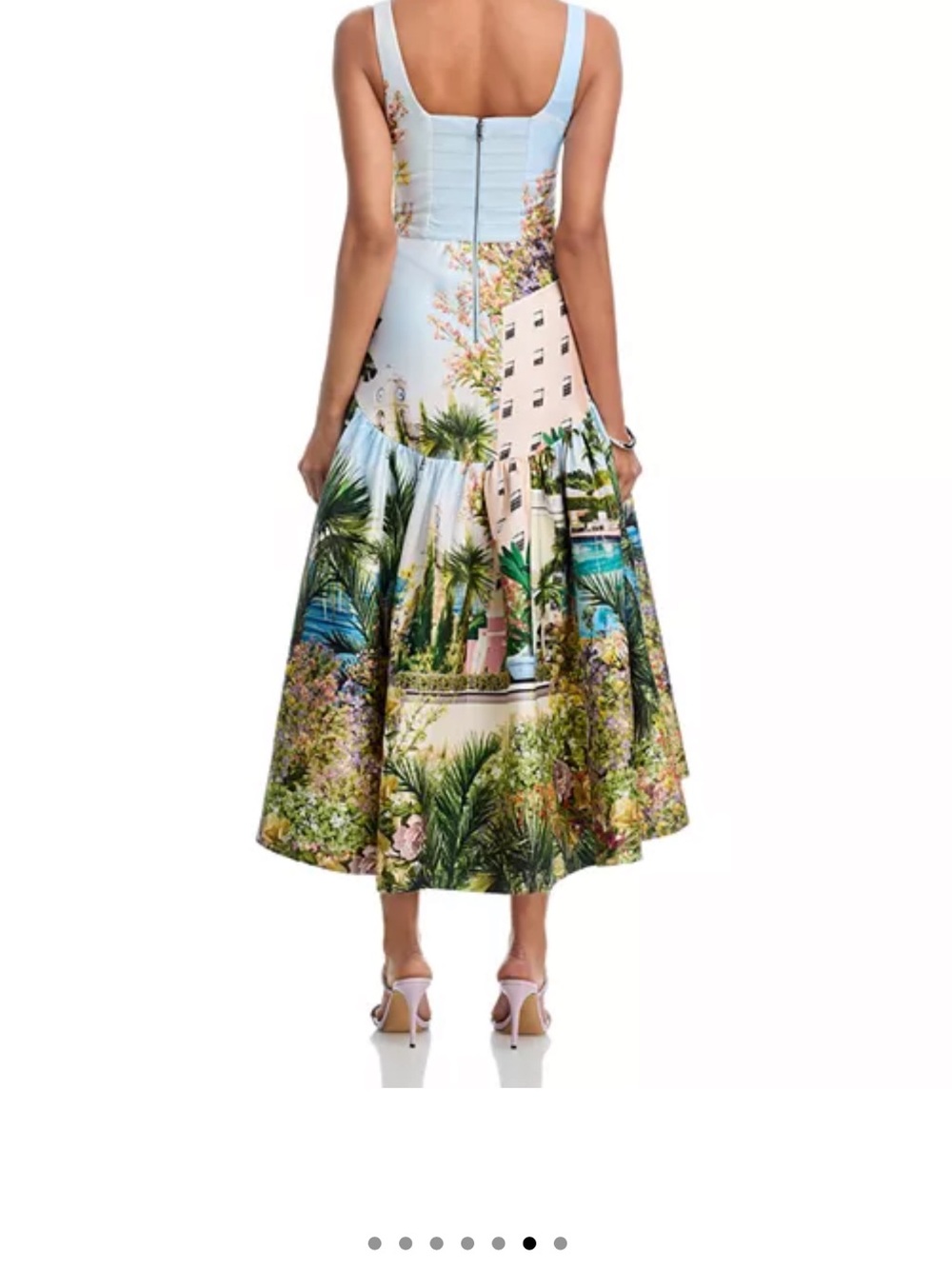 Alice + Olivia Tropical Garden High-Low Midi Skirt - Green, Blue, Pink, Cream - Picture 6 of 6